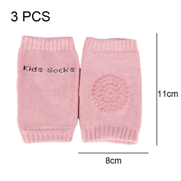 CDQ 3 par baby skridsikre knæbeskyttere baby pink