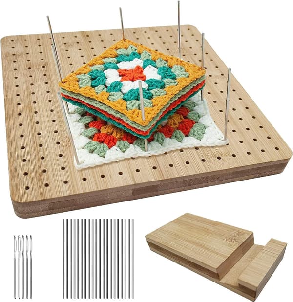 Kvadratisk Blokbræt, Hækletilbehør, Træhæklehulplade, Granny Square Blokbræt