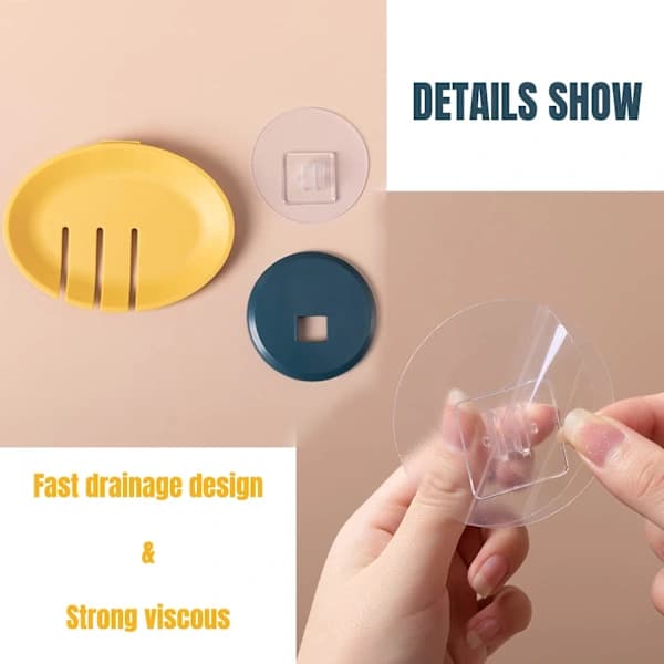 1 Soap Dish, Self-Draining Soap Holder, No Drilling Required, with Drainage, Suitable for Bathroom and Kitchen, Wall Mounted.