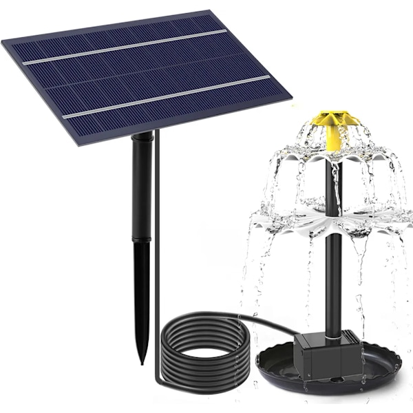 4 W solcellefontænepumpe til fuglebad med 9 dyser, solcellefontænepumpe til havedam, pool, akvarium, fiskedam og udendørsområde