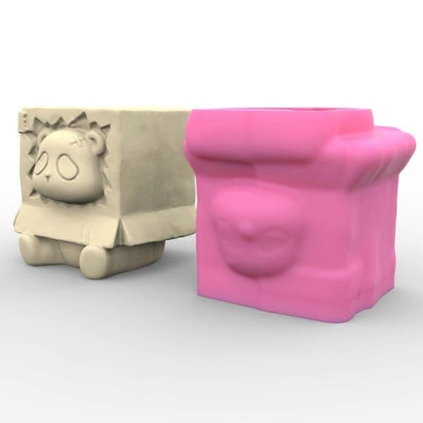 DIY Vaseform Betonforme Blomsterpotter Silikoneforme Siddende Panda Formet_tfrf