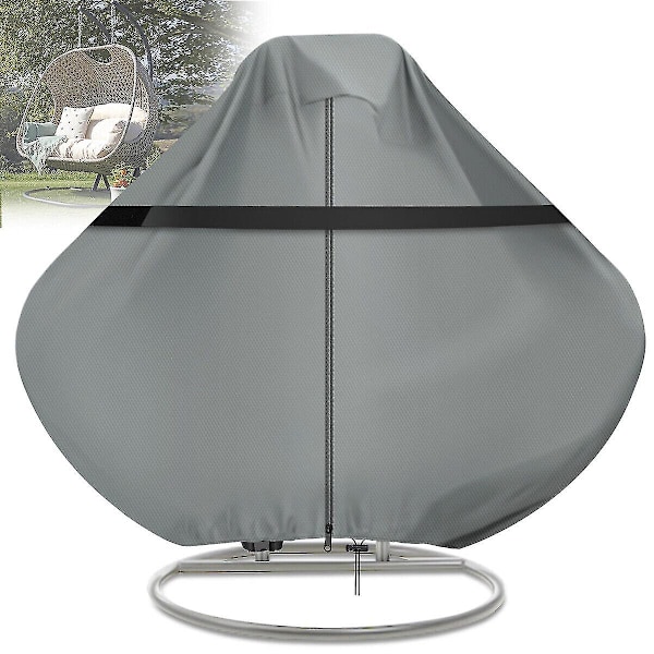 600D Riippuva Keinutuoli Tupla Munatuoli Päällinen Puutarha Patio Ulkona Aurinkosuoja Vedenpitävä [dB} Harmaa Gray 115x190cm