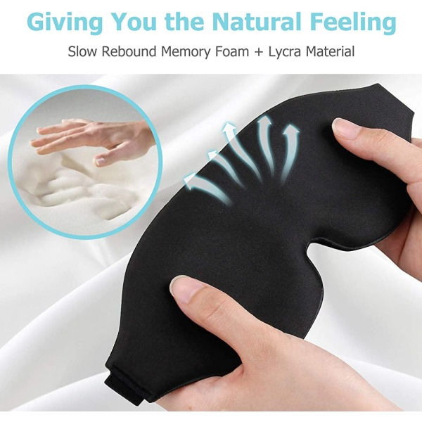3D-sovmask för män och kvinnor med innovativ design med dolda näsvingar, justerbar nattmask i svart gummi