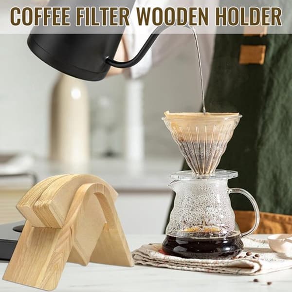 Kaffefilterholder i træ - Filterkaffe - Kaffefilterholder - Filterposeholder - Velegnet til alle