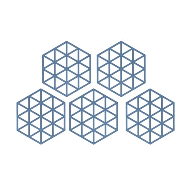 1st Table Mat Geometric Hexagonal Hollow Silicone Blue Insulation Pads for Chicken Restaurant Tea Coffee Cup