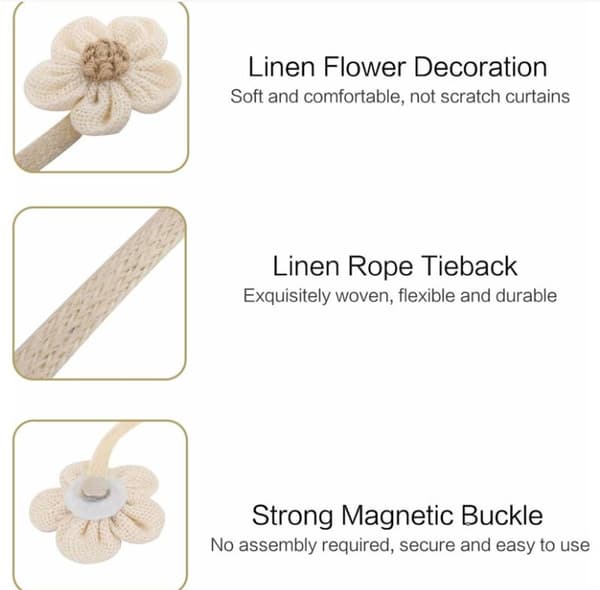 Magnetiske gardinfester sett med 2 - Beige - 40 cm