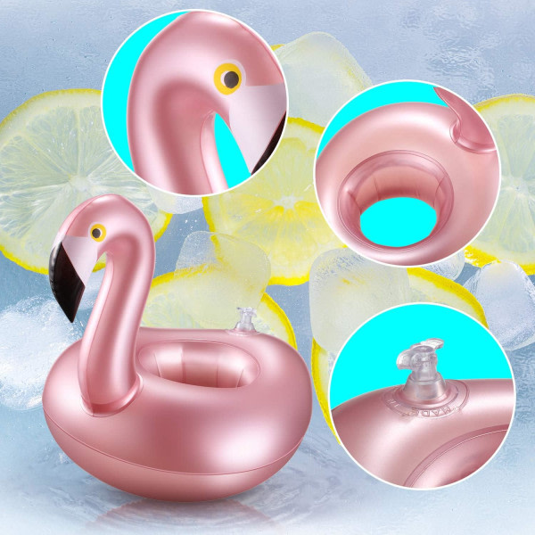 12 delar uppblåsbar dryckeshållare Flamingodricka flyter Återanvändbar uppblåsbar söta djurkoppunderlägg Poolkopphållare för sommarens simfest