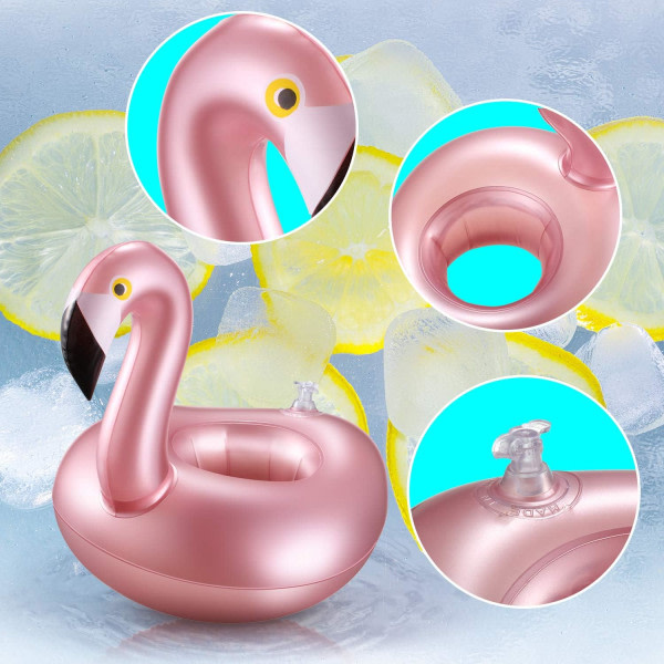 12 st uppblåsbara dryckeshållare Flamingo dryck flyter Återanvändbar uppblåsbar söta djur dryckeshållare Pool dryckeshållare för sommarens simfest