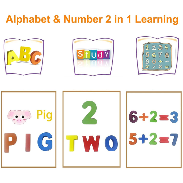 Trä alfabet och sifferpussel brädspel Lärande leksakspaket med 2 null ingen