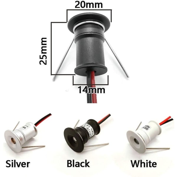 Svart 9st Mini 12v 1w LED Tak Infällda Spotlights IP65, 3000k (120, Varmvit)