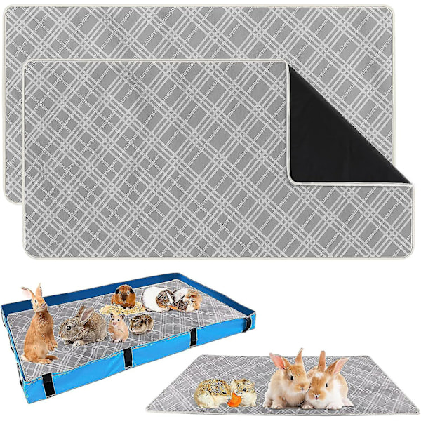 2-pak Marsvinebundlag, 119 x 61 cm, Genanvendeligt Marsvineburfoder, Toiletunderlag til Smådyr, Bure, Marsvin, Kanin, Hamster, Rotte