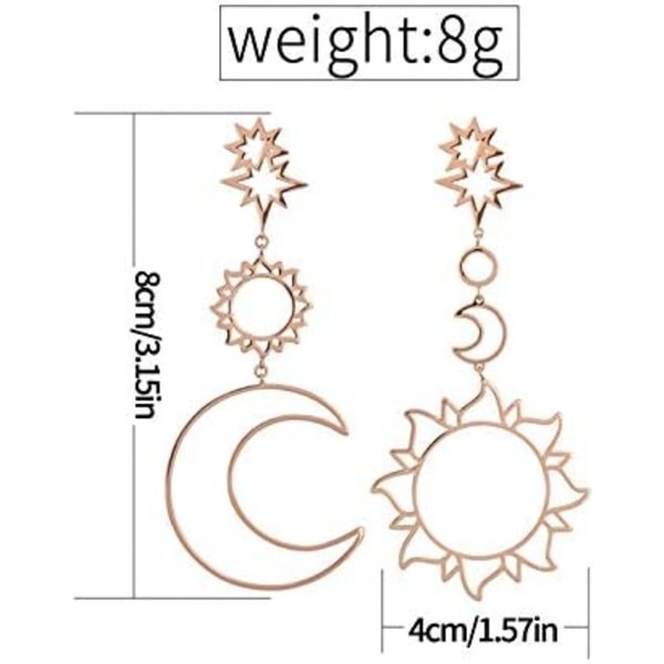 Heyone Boho Asymmetrisk Hollow Star Sun Moon Drop Hängande Dingle Örhängen för tjejer