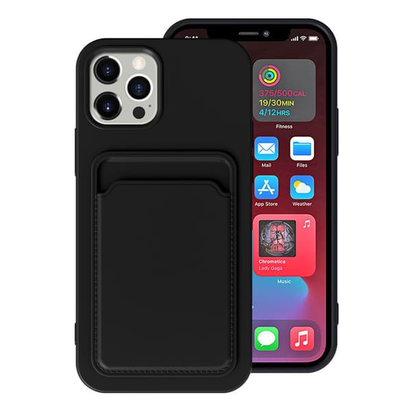 Svart kortfack skal iPhone 15 Pro/Pro Max/Plus - Svart IPHONE 15