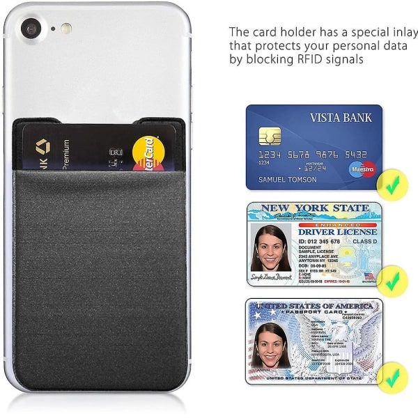 Smart telefonbok (klibbig kredittkortholder)/smarttelefonkorthållare/mobilplånbok/minilånbok/ etui for Iphones og Android-smarttelefoner.