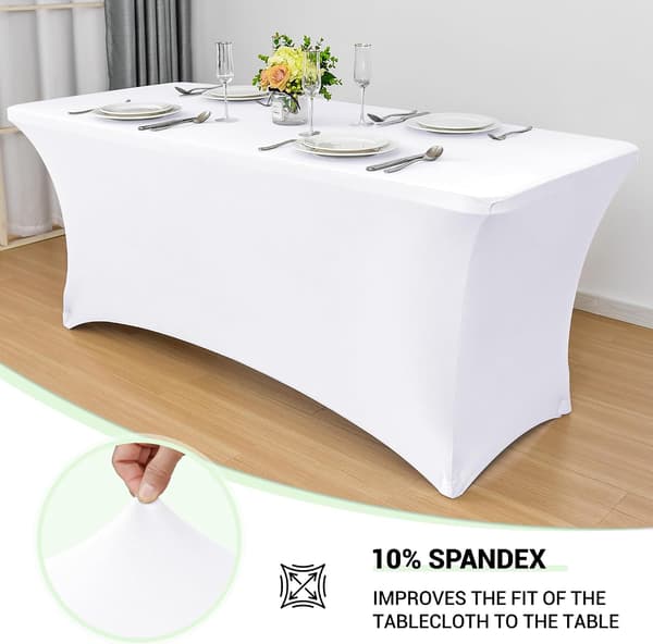 2-pak strækdug hvid - 183x75cm×75cm - Spandex - Til festbord og messe