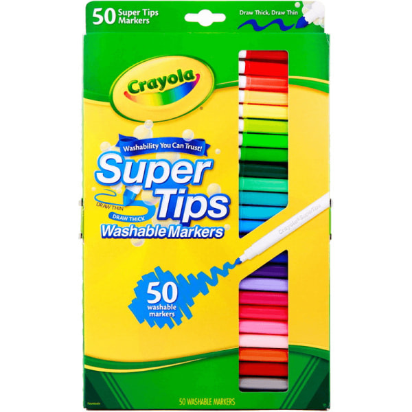 Kit med 50 tvättbara pennor, konisk spets för fina och tjocka linjer, sortiment av färger - Rekommenderad ålder: Från 3 år CDQ