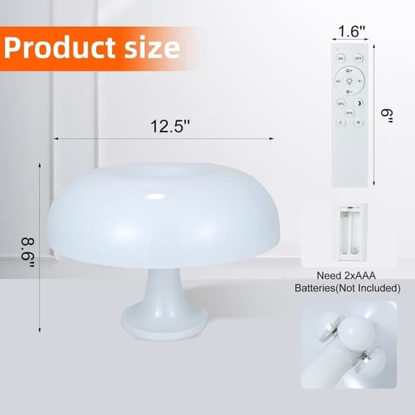 Orange Svamplampa – Dimbar Bordslampa med Retrodesign för Sovrum & Vardagsrum_TF_TF Vit USB