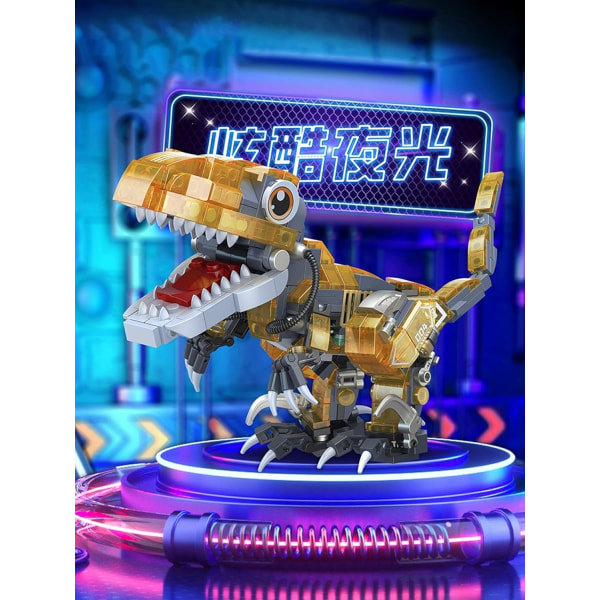Dinosaur Mini Byggeklodser Legetøjssæt til 6 7 8 9 10 11 12 år gamle, Dino World Luminous 377st(4)