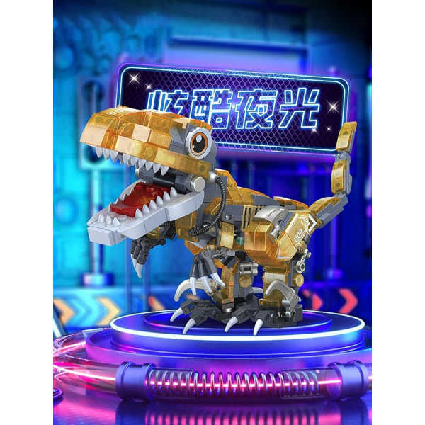 Dinosaurie Mini byggklossar Leksaker Set for 6 7 8 9 10 11 12 år gamle, Dino World Luminous 377st(4)