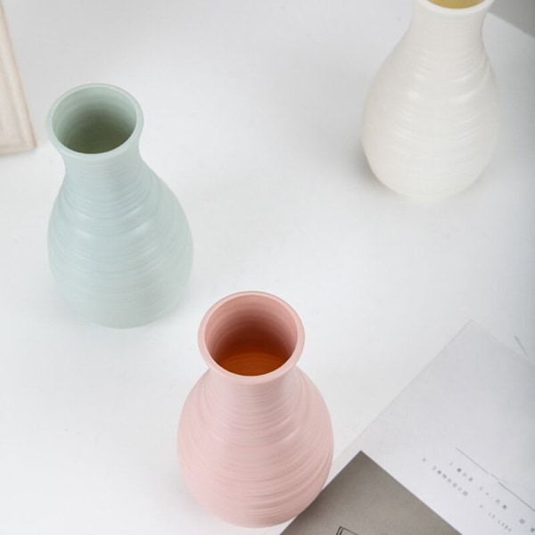 Höftplastvas 20 cm x 10,5 cm Imitation Keramisk Blomvas och Plastblomvas för Heminredning, Blå