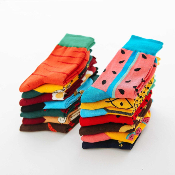 Unisex strømper Fruktmønster Mid Tube bomuldsstrømper sjove farvede hyggelige strømper red radish zdq