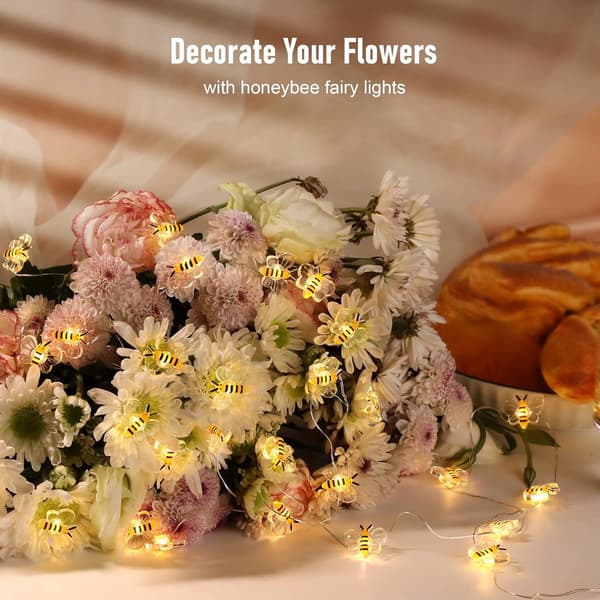 Fairy lights, LED Garland Bees 3 m – 30 Lights, Transparent Honeybee, 8 Light Modes - Remote Control