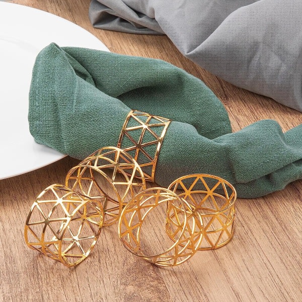 12 STK – Servettringar, Guld servettringar Set om 12, Holiday Servett CDQ