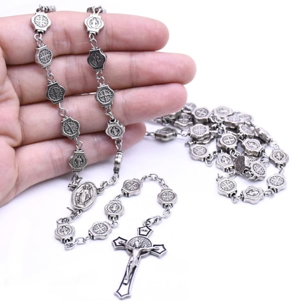 Rosenkrans för kors halsband krucifix hänge Jesus Kristus 8 mm pärlor Halsband prydnader Lämplig för kvinnor Män Christian Si szq