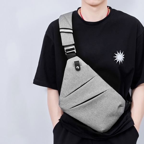 Axelväska med flera fickor, Sling Crossbody-väska, Mini-axelväskor, Herrväska Liten, Stöldskyddsväska för män (grå)