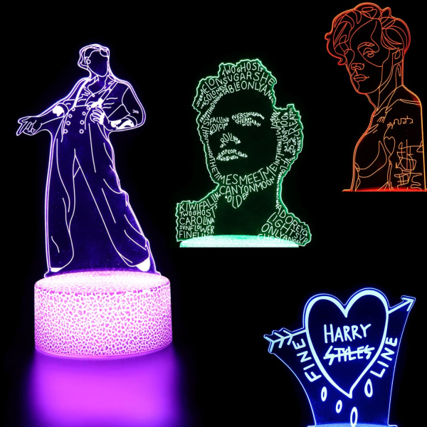 3D Harry & Styles Natlys Illusion LED-lampe med fjernbetjening