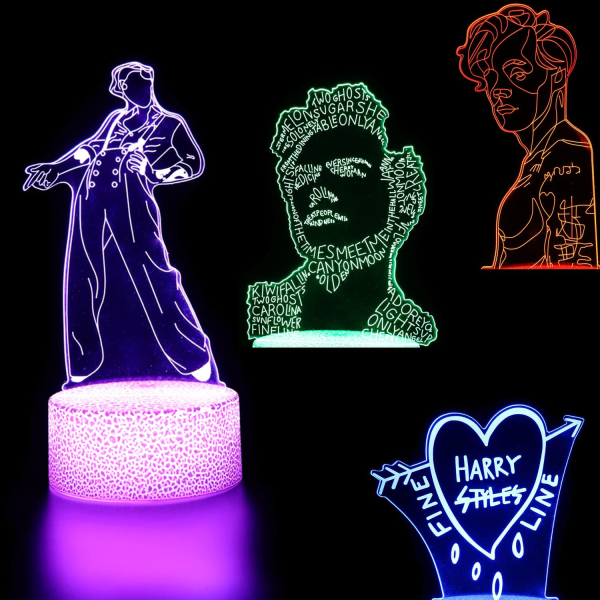 3D Harry & Styles Night Light Illusion LED-lampa med fjärrkontroll
