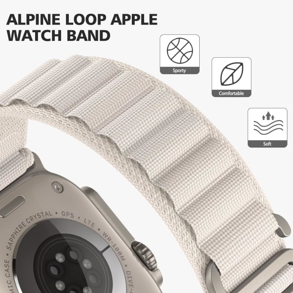 Kompatibel med Apple Watch Band Ultra 49mm 45mm 44mm 42mm 41mm 40mm 38mm, Robust Nylon SportsiWatch Series 8/7/6/5/4/3/2/1/SE/Ultra Kvinner Menn