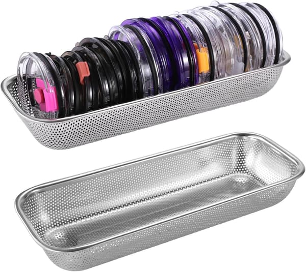 1 stk. opbevaringsstativ til låg af rustfrit stål 304, opbevaringsstativ til mason jar låg, rektangulær kurv, stanset type-tfrf Punching type