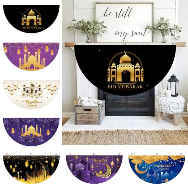 EID Mubarak vifteformet Ramadan-dekorasjon for hengende flagg style 1