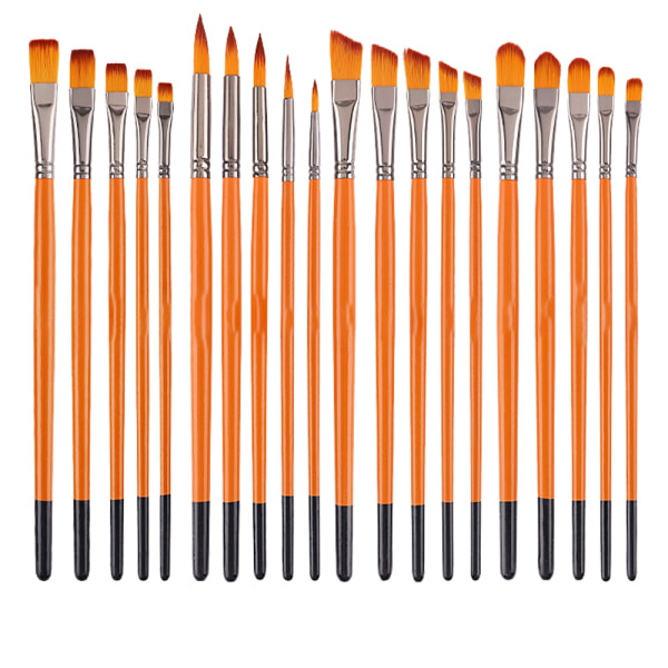 CDQ Borstar Set, 20 st Nylon Konstnärs Penslar, för akryl