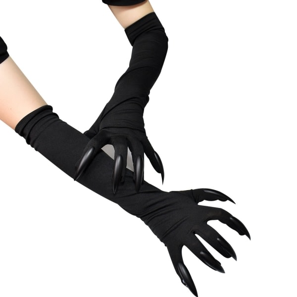 Halloween handskar Vuxna Halloween klor Långa svarta djurtassar Handskar med läskiga långa naglar Rolig spöke Silver Nails SQBB