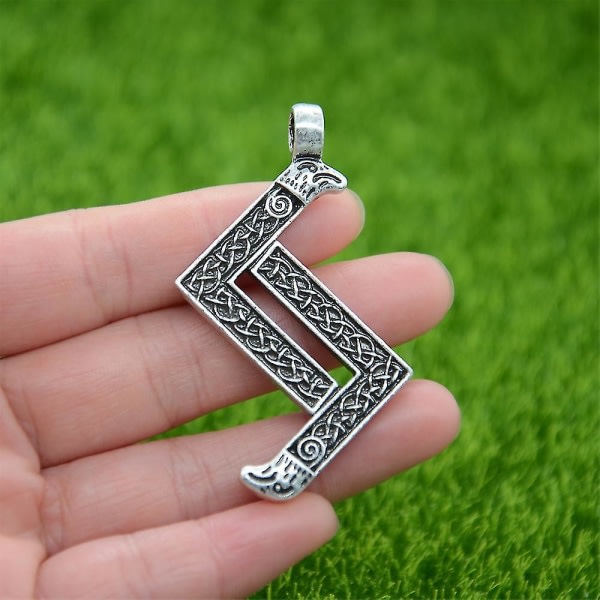 Viking Wolf Amulett Rune Fehu Norse Talisman Irish Knots Smycken Goth Men Halsband Style 5 Sølv