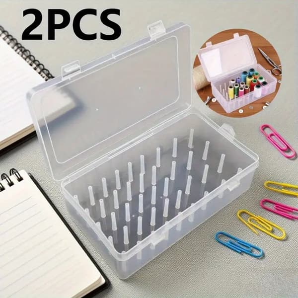 Sewing Thread Storage Box - 2 Compartments - Holds Thread Spools & Accessories - Sewing Basket & Organizer