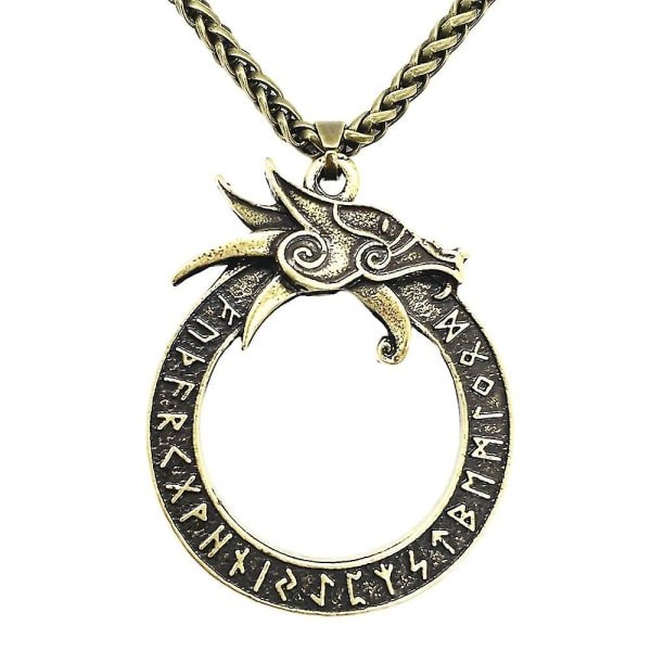 Runa Runor Amulett Goottilaiset Asusteet Ouroboros Norse Dragon Goth Kaulakoru Viking Talisman Korut Vaha Ketju Pronssi