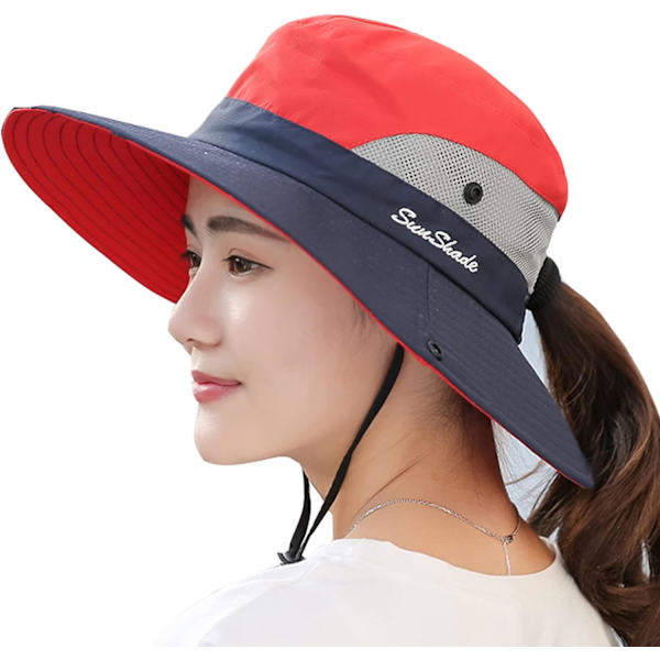 Solhatt Dam Herr 3u201d Bred brätte UPF 50+ Fiske Strand Bucket Hats Red Blue