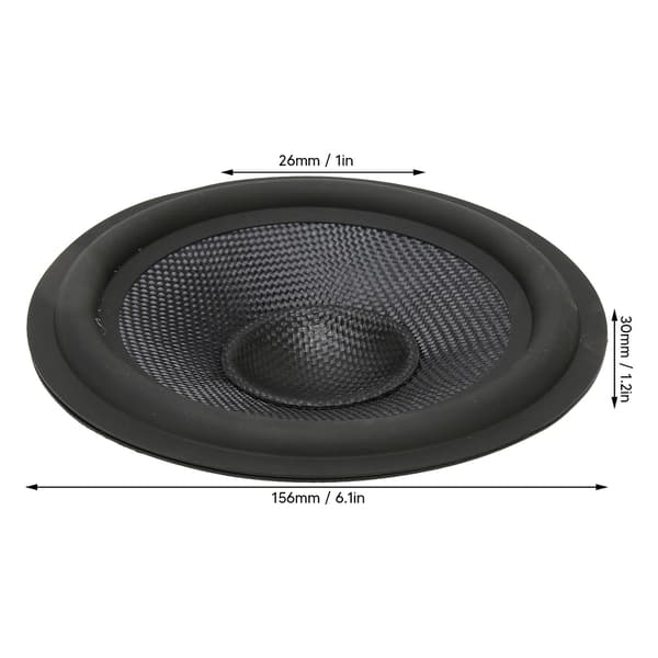Speaker Cone Drum Paper 1 inch Inner Diameter Rubber Surround Subwoofer Speaker Drum Paper Black