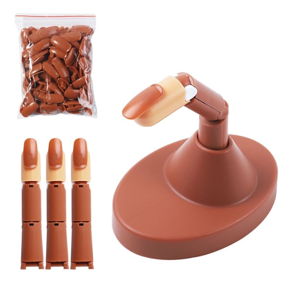 Nagelträningsfinger - Övningsfinger med tippar Brown Brun