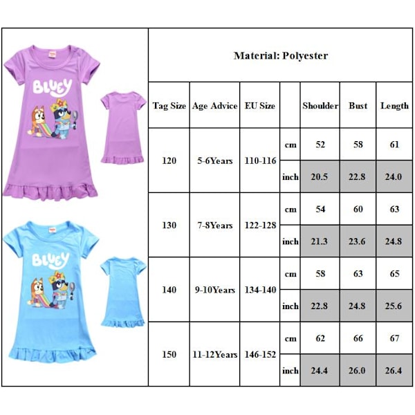 Barn Flickor Tecknade Hundar Sovkläder Pyjamas Klänning Nattlinne Sommar Volangklänning Rosa Pink 11-12 Years