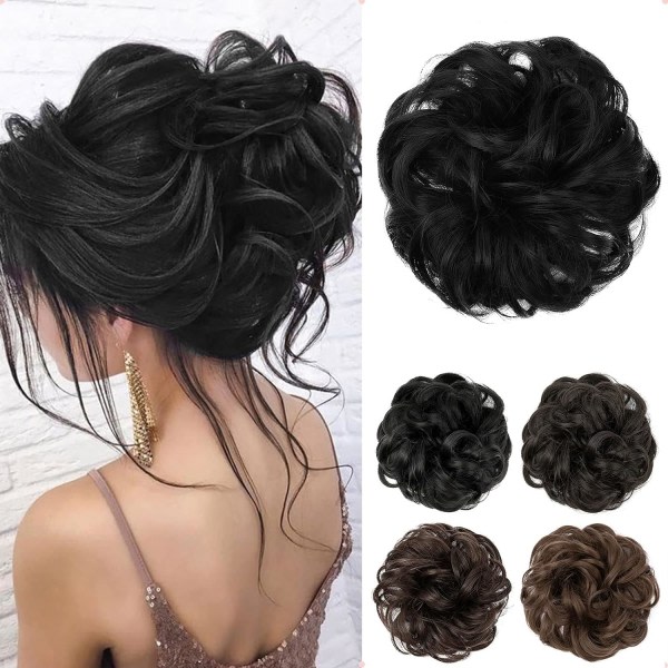 Tumma musta-hiukset suuri hiuslisäke kihara aalto Scrunchie -hiukset Natura