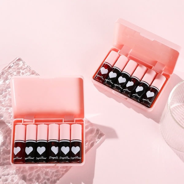 6 farger Lip Tint Stain Set Korean Lip Gloss Lip