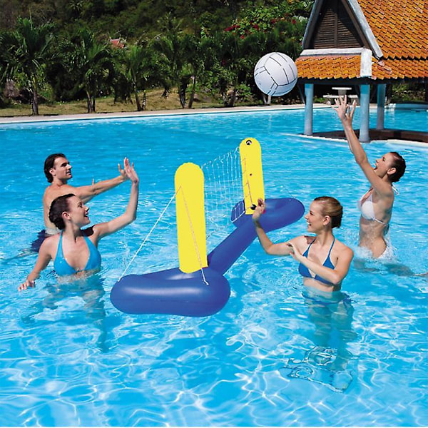 Badmintonnet til swimmingpool, volleyballnet med bold, poolspil, sommerlegetøj, vandlegetøj til voksne og børn udendørs (rød)
