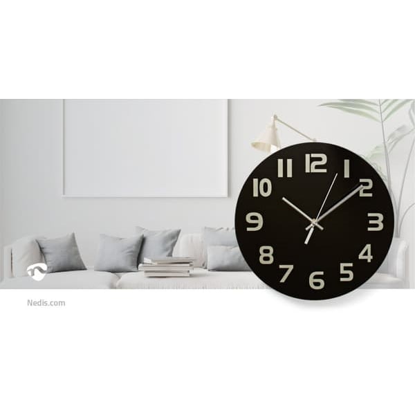 Väggklocka | Diameter: 300 mm | Glas | Svart_tfrf