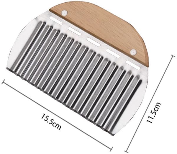 2 - deler - 15,5 - cm - blad - rustfritt - stål - med - trehåndtak - potetkutter - multifunksjonell - grønnsakskutter