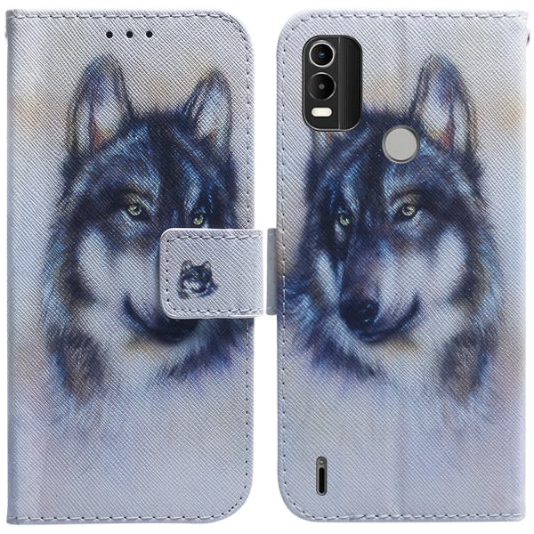 Yhteensopiva Nokia C21 Plus Case Wolf Pattern Magneettinen Flip Wallet Phone case Kickstand Kreditkortshållare Cover szq