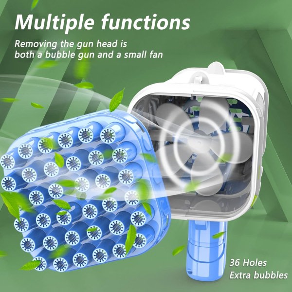 36 håls bubbelpistol, automatisk Bazooka elektrisk bubbla, blå - Perfet